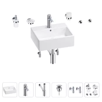 Раковина для ванной Wellsee Graceful Pro 201006656 в наборе 9 в 1