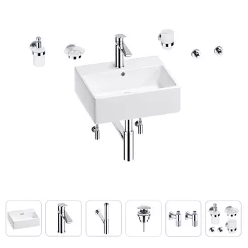 Раковина для ванной Wellsee Graceful Pro 201006681 в наборе 9 в 1