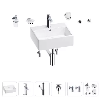 Раковина для ванной Wellsee Graceful Pro 201006686 в наборе 9 в 1