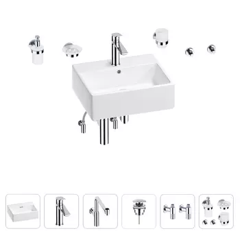 Раковина для ванной Wellsee Graceful Pro 201006691 в наборе 9 в 1