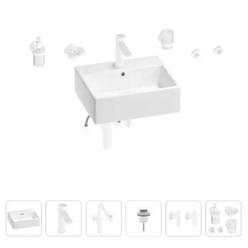 Раковина для ванной Wellsee Graceful Pro 201006695 в наборе 9 в 1