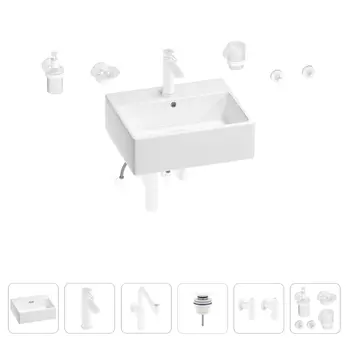 Раковина для ванной Wellsee Graceful Pro 201006700 в наборе 9 в 1