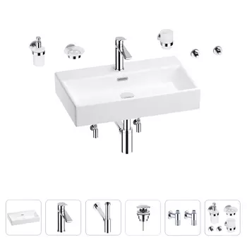 Раковина для ванной Wellsee Graceful Pro 201006701 в наборе 9 в 1