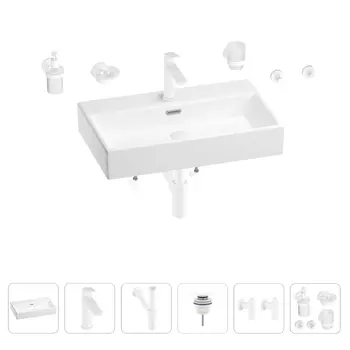 Раковина для ванной Wellsee Graceful Pro 201006705 в наборе 9 в 1