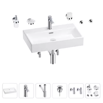 Раковина для ванной Wellsee Graceful Pro 201006706 в наборе 9 в 1