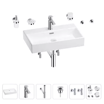 Раковина для ванной Wellsee Graceful Pro 201006731 в наборе 9 в 1