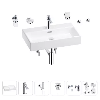Раковина для ванной Wellsee Graceful Pro 201006736 в наборе 9 в 1
