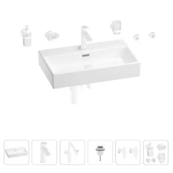 Раковина для ванной Wellsee Graceful Pro 201006745 в наборе 9 в 1