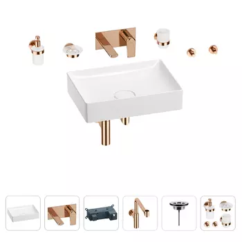Раковина для ванной Wellsee Pure BY Wellsee 201006444 в наборе 8 в 1