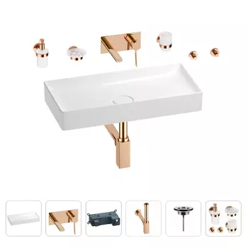 Раковина для ванной Wellsee Pure BY Wellsee 201006489 в наборе 8 в 1