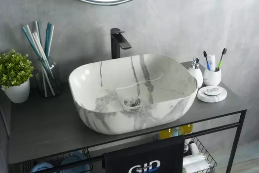 Раковина Gid Geometrico K397G125 накладная 50х40 см, под камень глянцевая