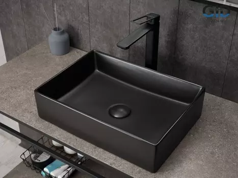 Раковина Gid Geometrico Bm1204 накладная 45х32 черная матовая