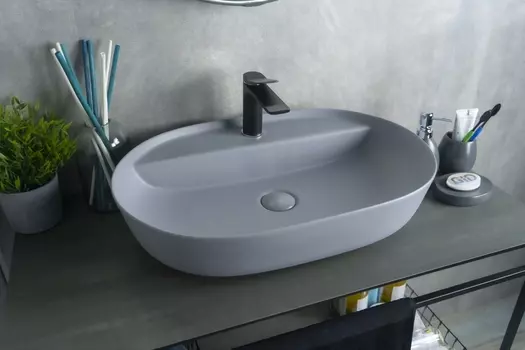 Раковина Gid Geometrico Gm1346 накладная 61х41 серая матовая