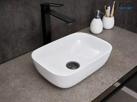 Раковина Gid Geometrico N1334 накладная 36х25 белая