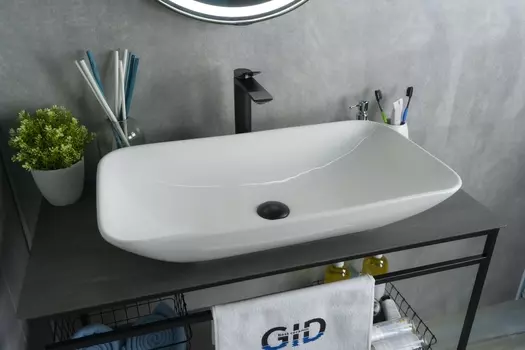 Раковина Gid Geometrico N9122 накладная 71х40 белая