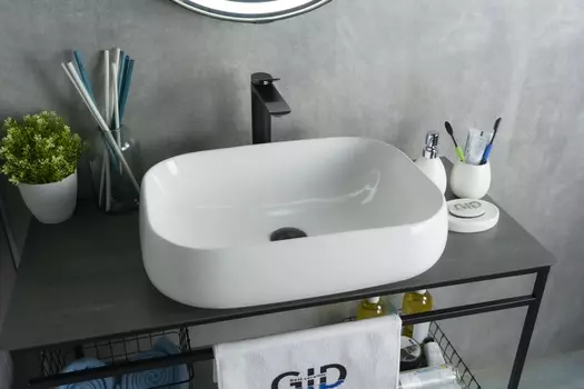 Раковина Gid Geometrico N9243 накладная 56х42 белая