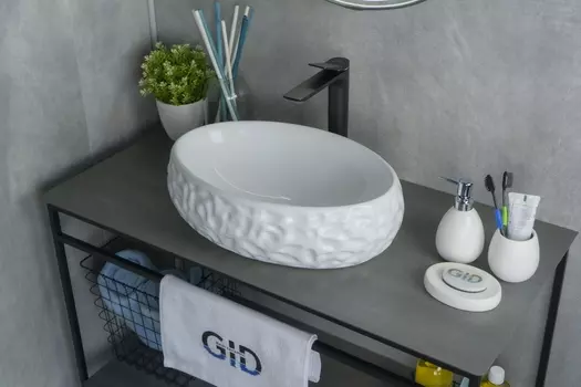 Раковина Gid Lago 9030wf накладная 48х34 см, белая