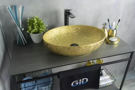Раковина Gid Lago Nc444 накладная 51х39 золото