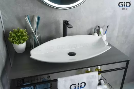 Раковина Gid Creativo N9178 накладная 74х38 белая