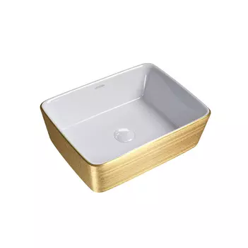 Раковина Grossman GR-3016GW накладная 48х37 см, золотая/белая