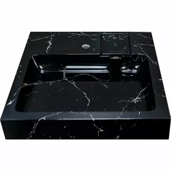 Раковина над стиральной машиной Stella Polar Солярис 60х60 черный мрамор