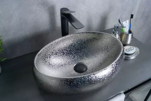 Раковина Gid Lago 9030s накладная 48х34 хром