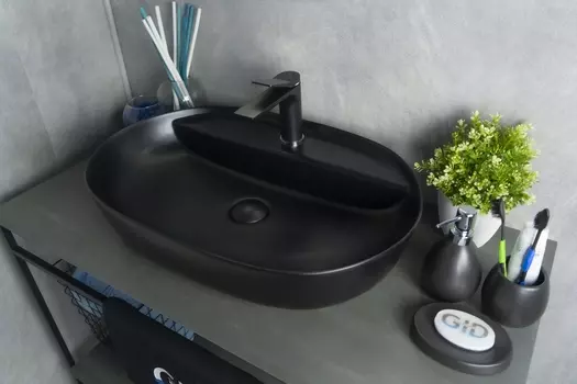 Раковина Gid Lago Bm1346 накладная 61х41 черная матовая