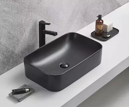 Раковина Gid Geometrico Bm9599 накладная 61х38 черная матовая