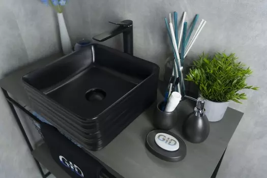 Раковина накладная Gid Bm965 38,5х38,5 черная