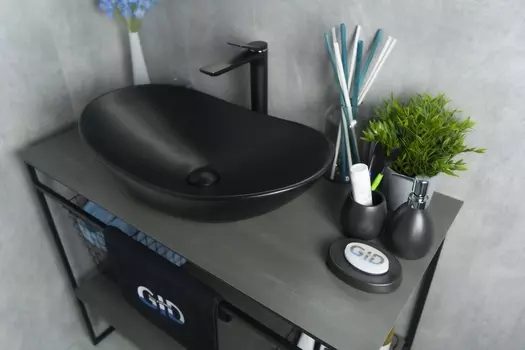 Раковина Gid Lago Bm9811 накладная 61х37 черная матовая