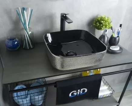 Раковина накладная Gid D1303h020 38,5х38,5 черная