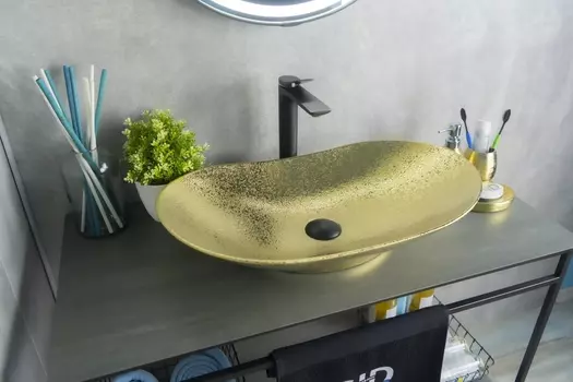 Раковина накладная Gid Gd9811 61х37 золото