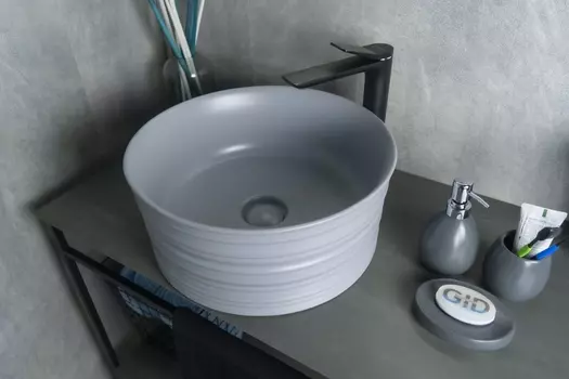 Раковина Gid Esfera Gm969 накладная 41х41 серая матовая