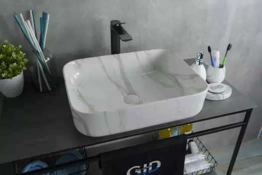 Раковина Gid Geometrico Mnc190 накладная 50х39 под камень