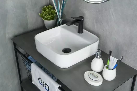Раковина Gid Geometrico N9044 накладная 38,5х38,5 белая