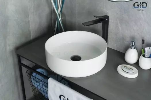 Раковина Gid Esfera N9424 накладная 40х40 белая