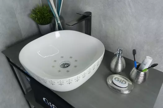 Раковина накладная Gid Nc440 42,5х42,5 белая