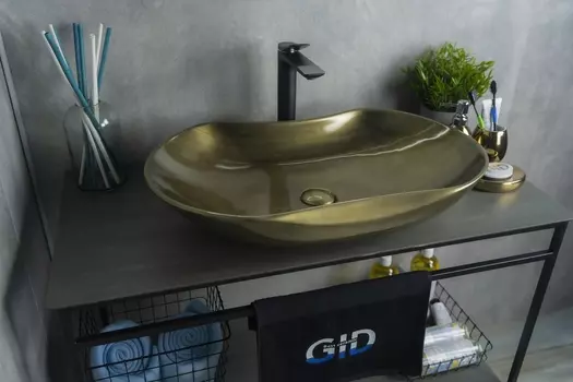 Раковина накладная Gid Nc9175b 66,5х41 бронза