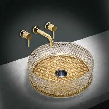 Раковина накладная Vincea VBS-5GL04 золото