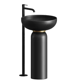 Раковина с пьедесталом ArtCeram Jolie JOL001 17 00 50 см черный матовый/золото