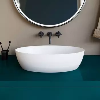 Раковина Salini Alda 110621M 58х35 накладная, без перелива S-Stone белый матовый