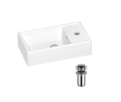 Раковина Wellsee WC Area 202010455 40х22 с донным клапаном в цвете хром