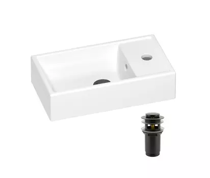 Раковина Wellsee WC Area 202010456 40х22 с донным клапаном в цвете матовый черный