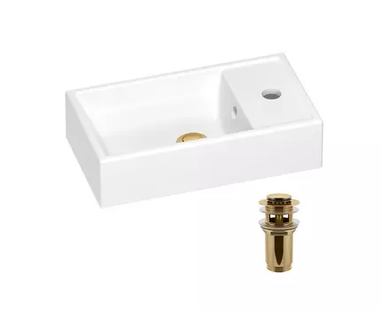 Раковина Wellsee WC Area 202010457 40х22 с донным клапаном в цвете золото