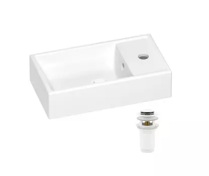 Раковина Wellsee WC Area 202010458 40х22 с донным клапаном в цвете матовый белый