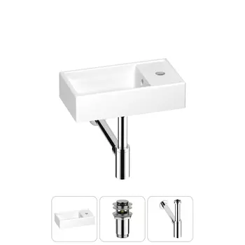 Раковина Wellsee WC Area 202010459 40х22 с донным клапаном и сифоном (цвет набора хром)