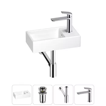 Раковина Wellsee WC Area 202010463 40х22 с донным клапаном, сифоном и смесителем (цвет набора хром)
