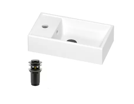 Раковина Wellsee WC Area 202010488 40х22 с донным клапаном в цвете матовый черный