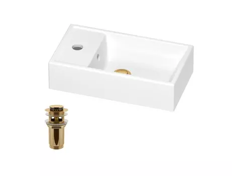 Раковина Wellsee WC Area 202010489 40х22 с донным клапаном в цвете золото