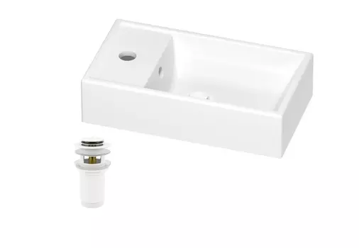 Раковина Wellsee WC Area 202010490 40х22 с донным клапаном в цвете матовый белый